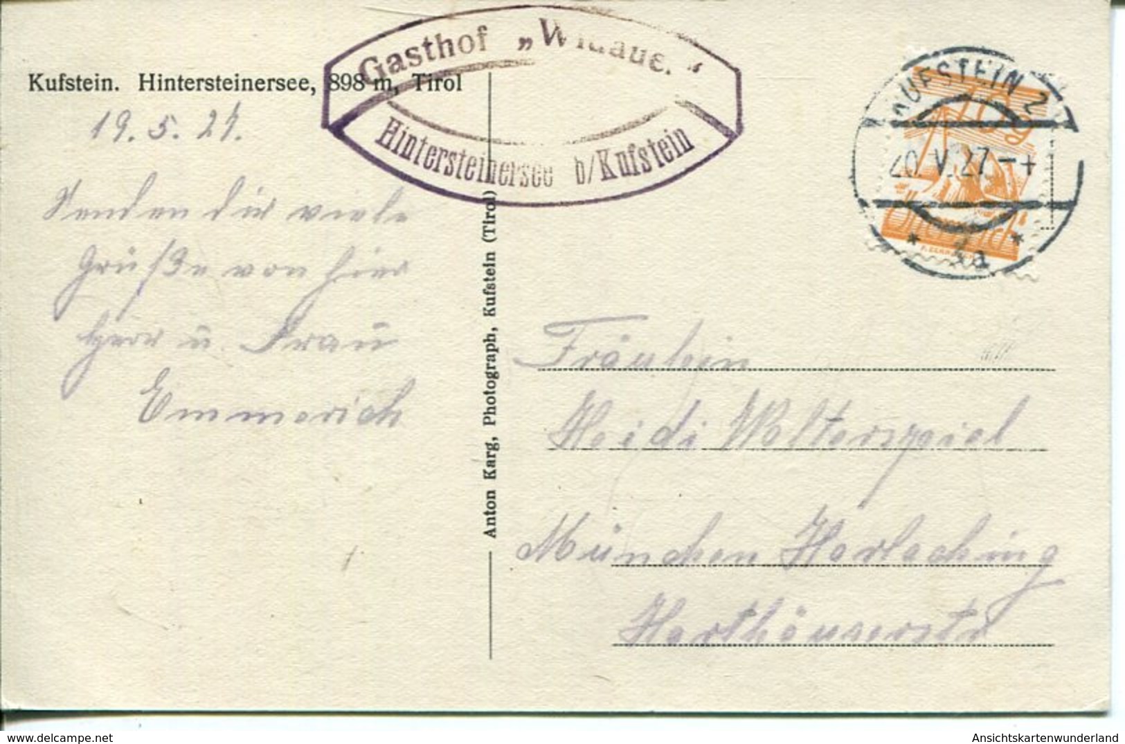005675  Kufstein - Hintersteinersee  1927 - Kufstein