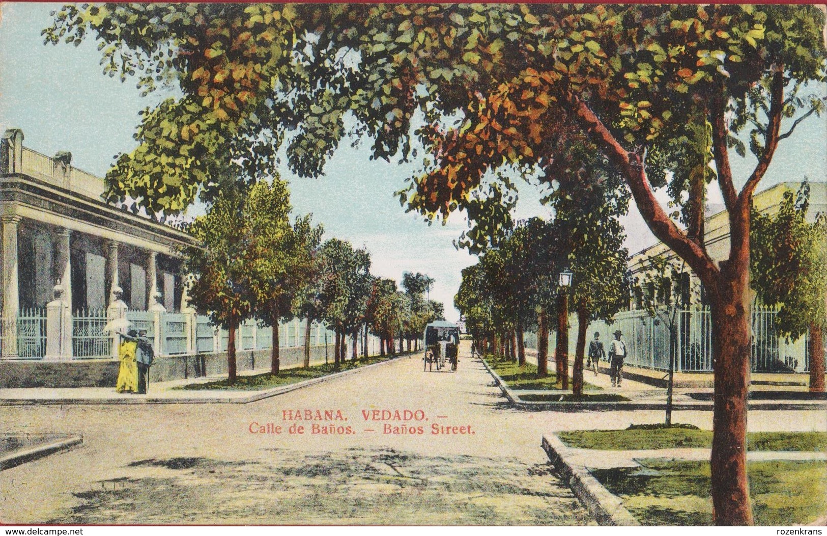 Cuba Havana Habana Vedado Calle De Banos Street Colonial Period Rare Old Postcard Tarjeta Postal - Cuba