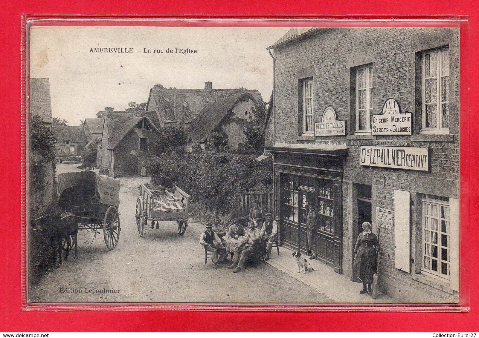 50-CPA AMFREVILLE - LA RUE DE L'EGLISE - Autres & Non Classés