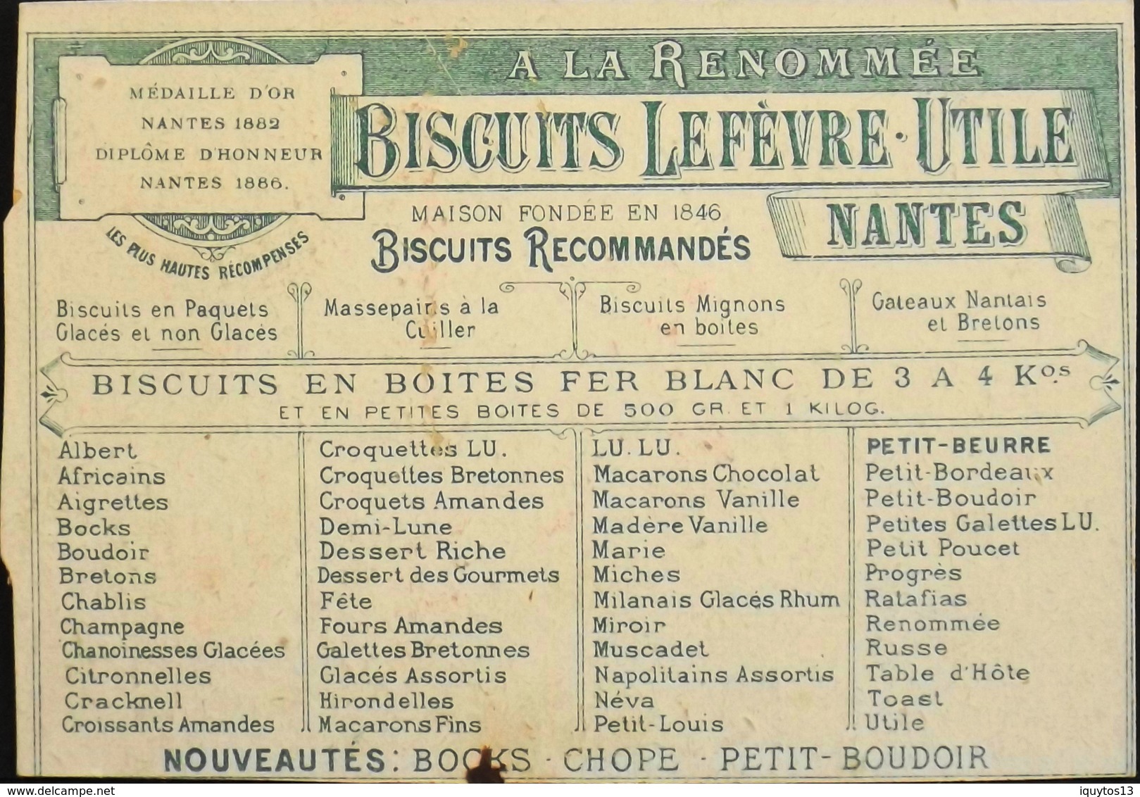 Chromo Tour Doré - Confiserie & BISCUITS LU LEFEVRE UTILE à Nantes - En TB. état - Lu