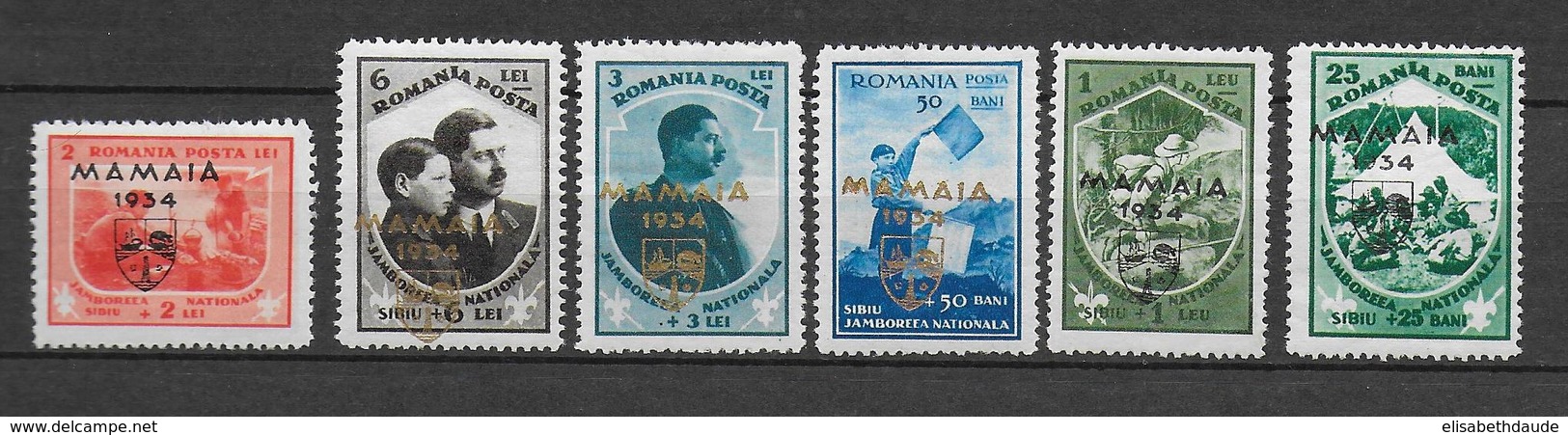 ROUMANIE - 1934 - YVERT 476A/476F * MLH - COTE = 72.5 EUR. - JAMBOREE SCOUT MAMAIA - Neufs