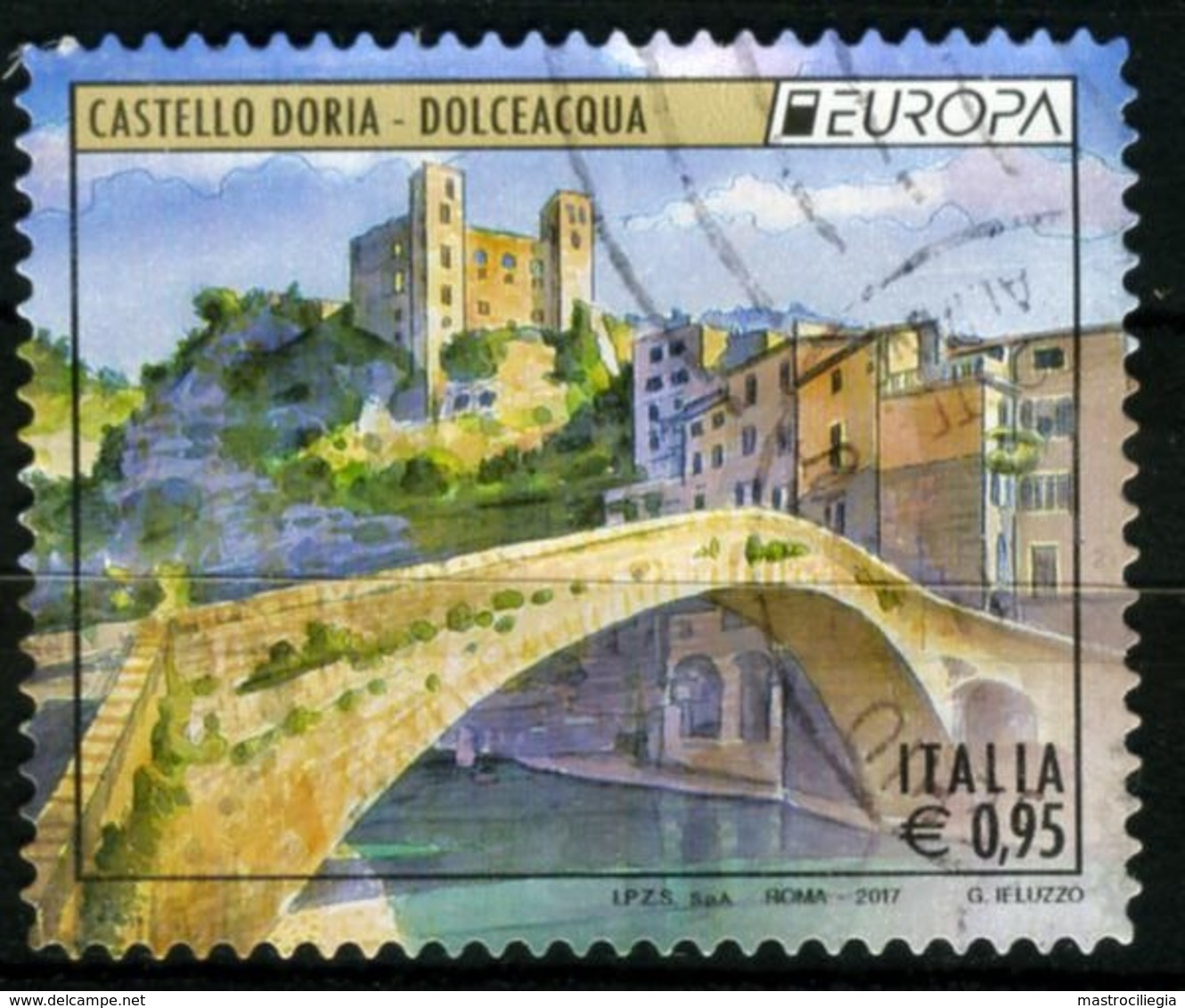 ITALIA 2017 Castello Doria Dolceacqua  Fiat Nuova 500  Francobolli Usati - 2011-20: Usati