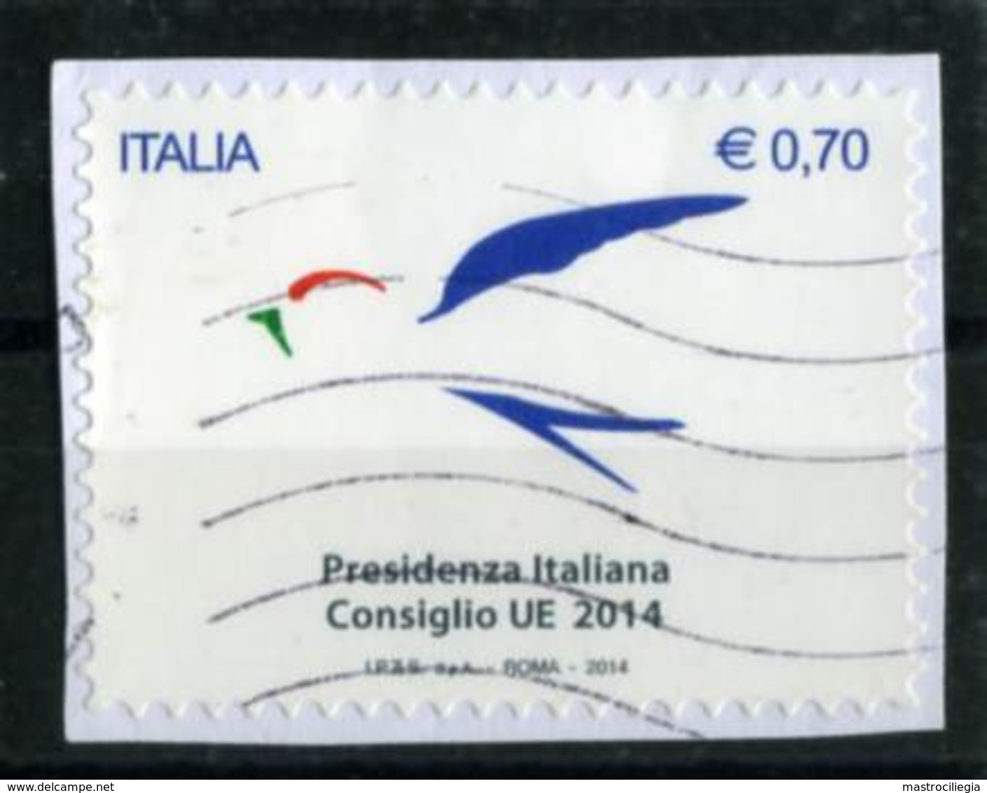 ITALIA 2014  selezione di 11 francobolli usati su frammento