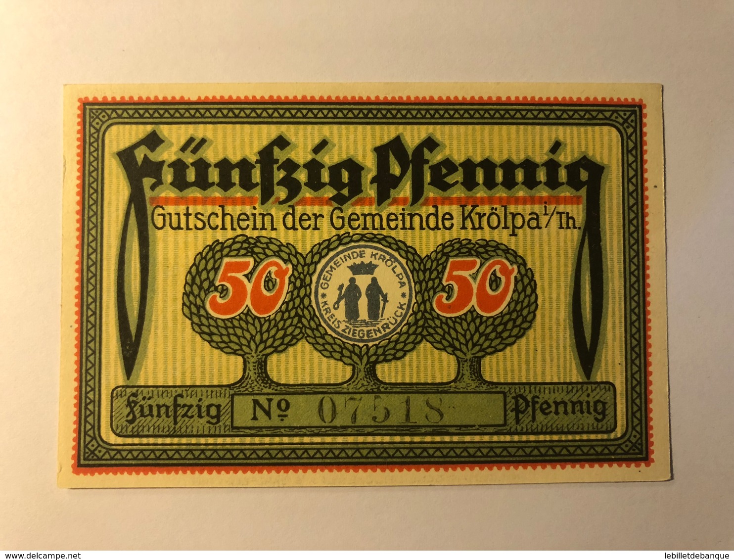 Allemagne Notgeld Krolpa 50 Pfennig - Collections