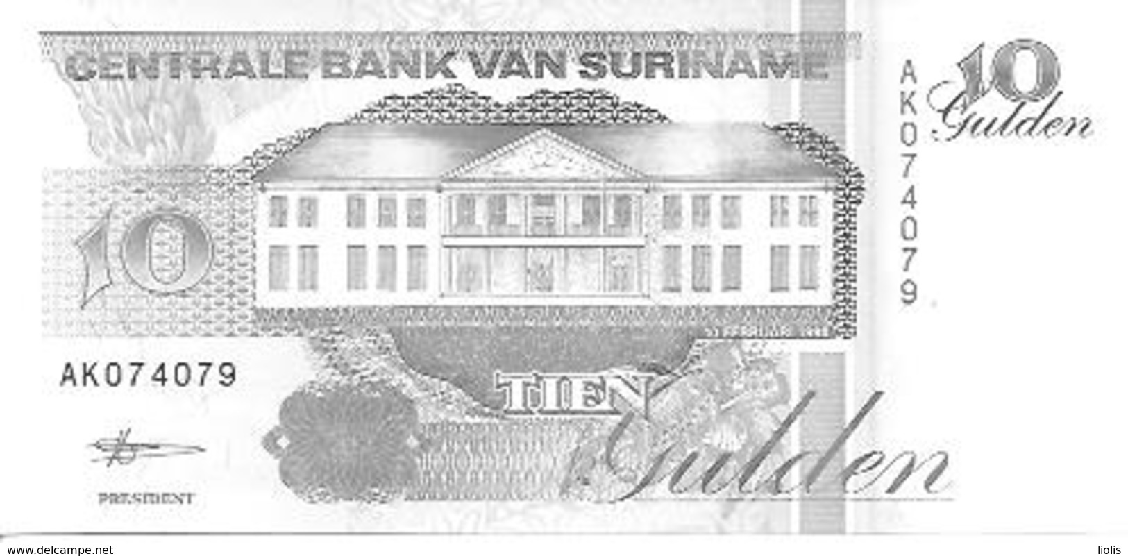 Suriman  P-137b  10 Gulden  1998 UNC - Suriname