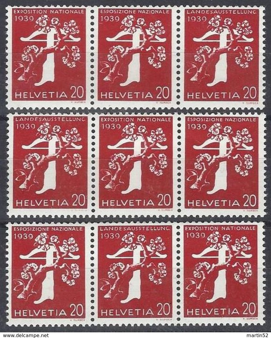 Schweiz Suisse 1939: Alle 3er-Streifen Landi-Rollenmarken Zu Z25a-Z27c Mi W8-W24 jeu se-tenant ** MNH  (Zu CHF 168.00)