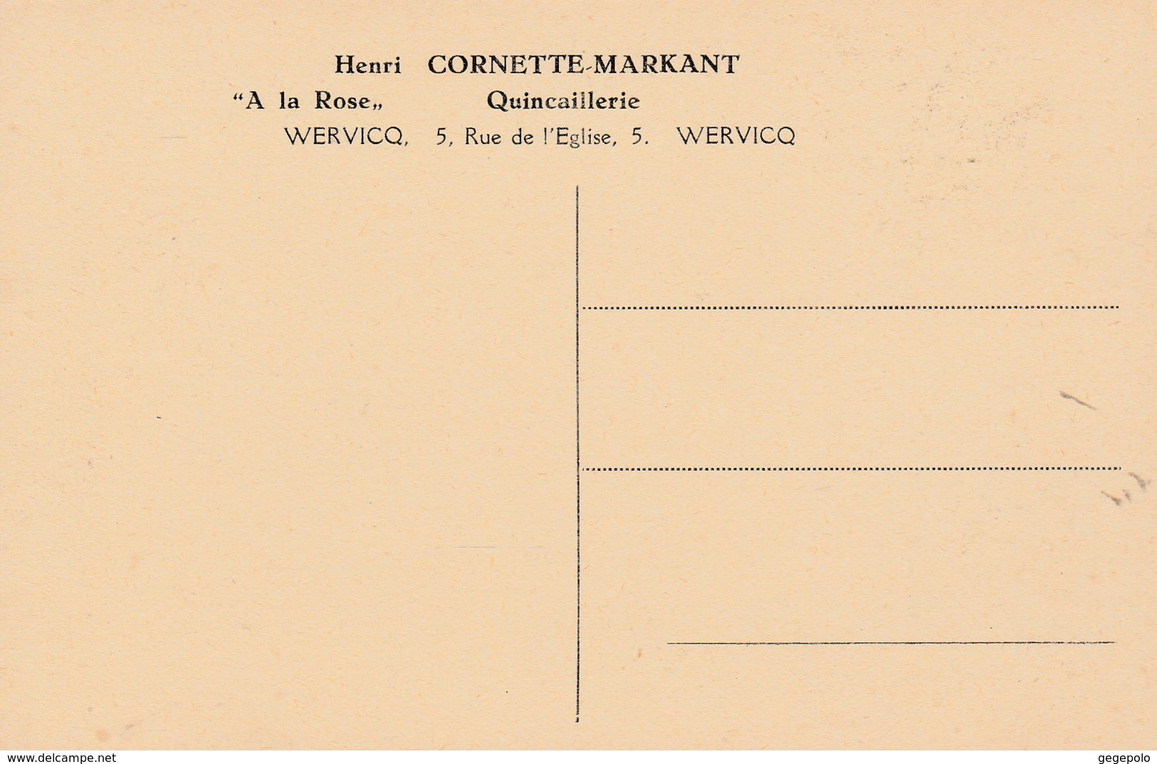WERVICQ - Henri CORNETTE - MARKANT  " A La Rose"  Quincaillerie, 5 Rue De L'Eglise - Autres & Non Classés