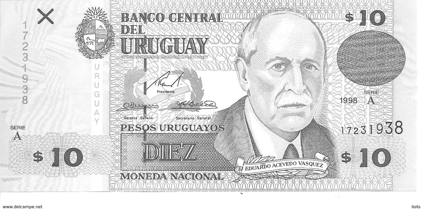Uruguay  P-81  10 Pesos  1998   UNC - Uruguay