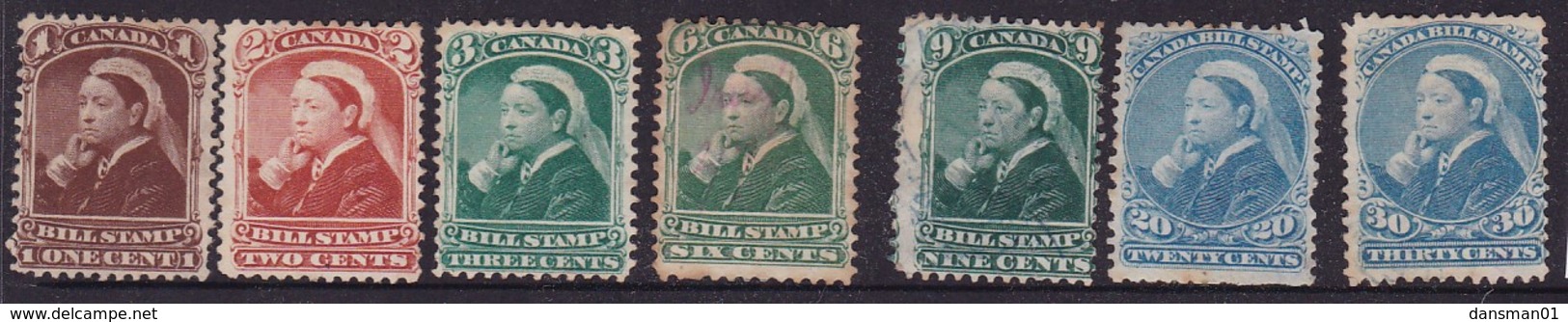 CANADA 1868 Revenue Bill Stamp 1c-30c Used - Revenues