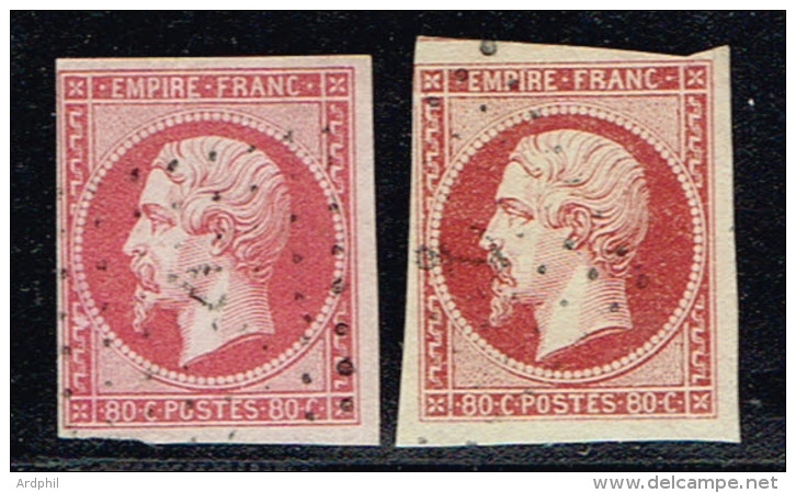 A11b-N°17A Et 17B Oblit Ancre Sans Pli Ni Aminci - 1853-1860 Napoléon III.