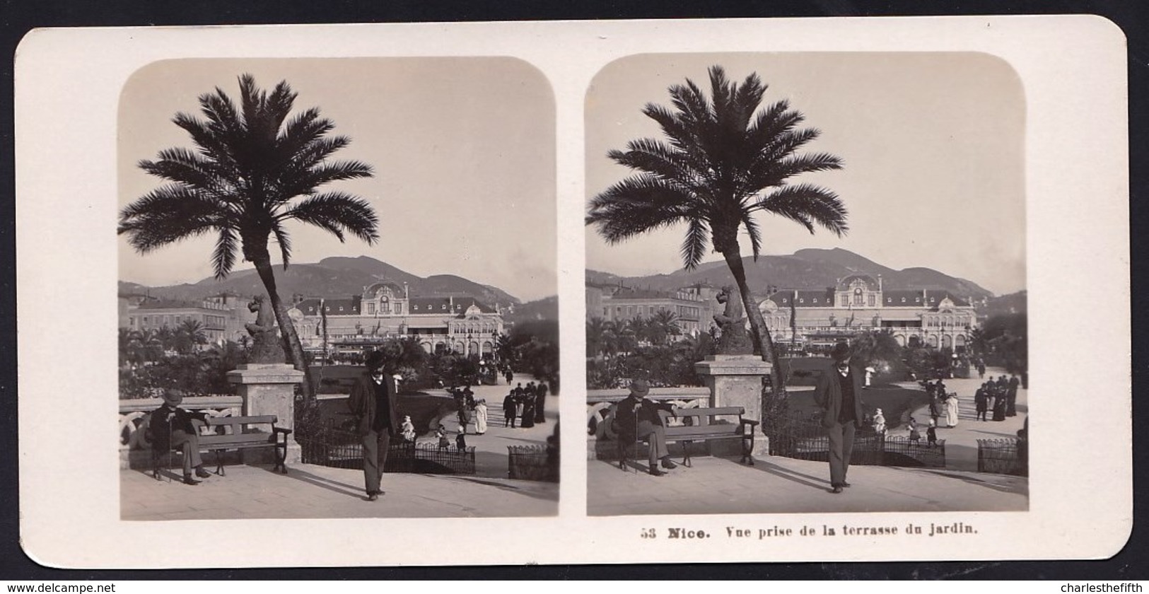 FRANCE 06 - NICE - CARTE STEREOSCOPIQUE - ** Vue Prise De La Terrasse Du Jardin ** SUPERBE - Steglitz - Berlin 1904 ! - Stereoscopic