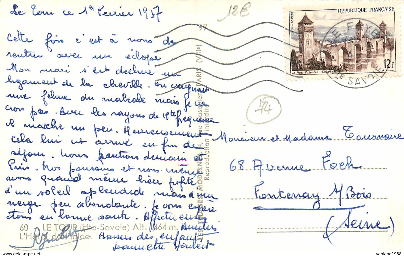 Carte Semie Moderne Petit Format De LE TOUR -l'hotel L'igloo - Other & Unclassified