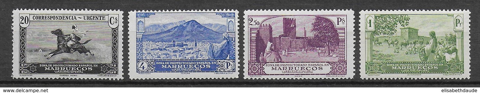 MARRUECOS - 1928 - YVERT 143/146 * MLH - COTE = 80 EUR. - CHARNIERE TRES LEGERE - Maroc Espagnol