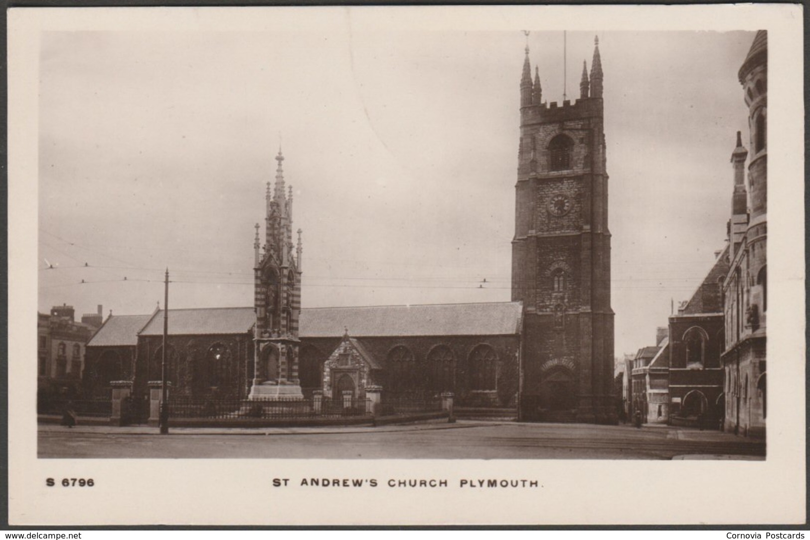 St Andrew's Church, Plymouth, Devon, C.1910 - Kingsway RP Postcard - Plymouth