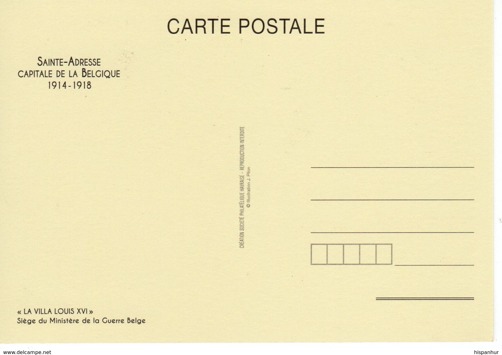 Carte "Sainte-Adresse, Capitale De La Belgique 14-18" - Other & Unclassified