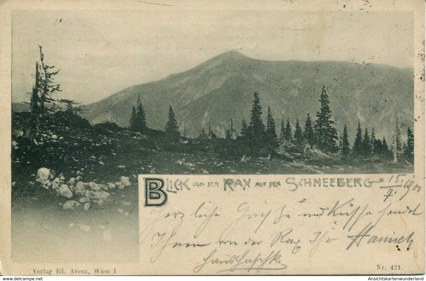 005709  Blick Von Der Rax Auf Den Schneeberg  1900 - Raxgebiet