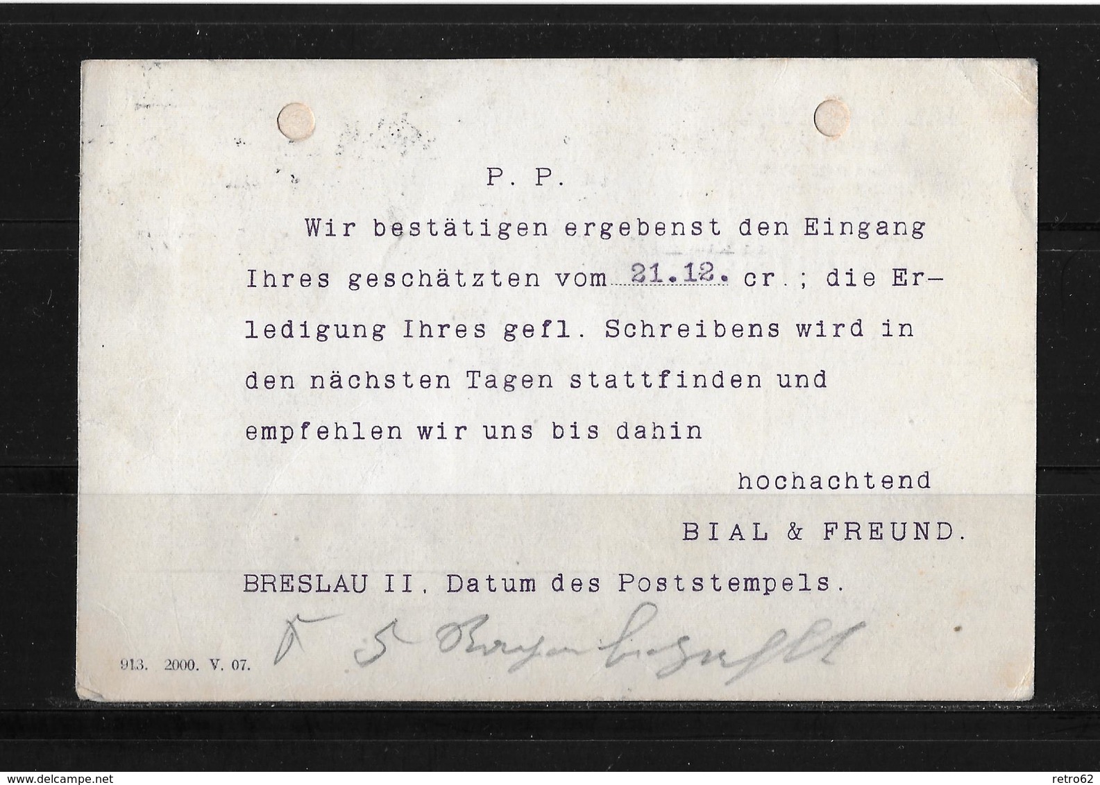 1912 DRUCKSACHE → Bial & Freund Breslau Nach Zürich   ►Strafporto 5Cts.◄ - Portomarken