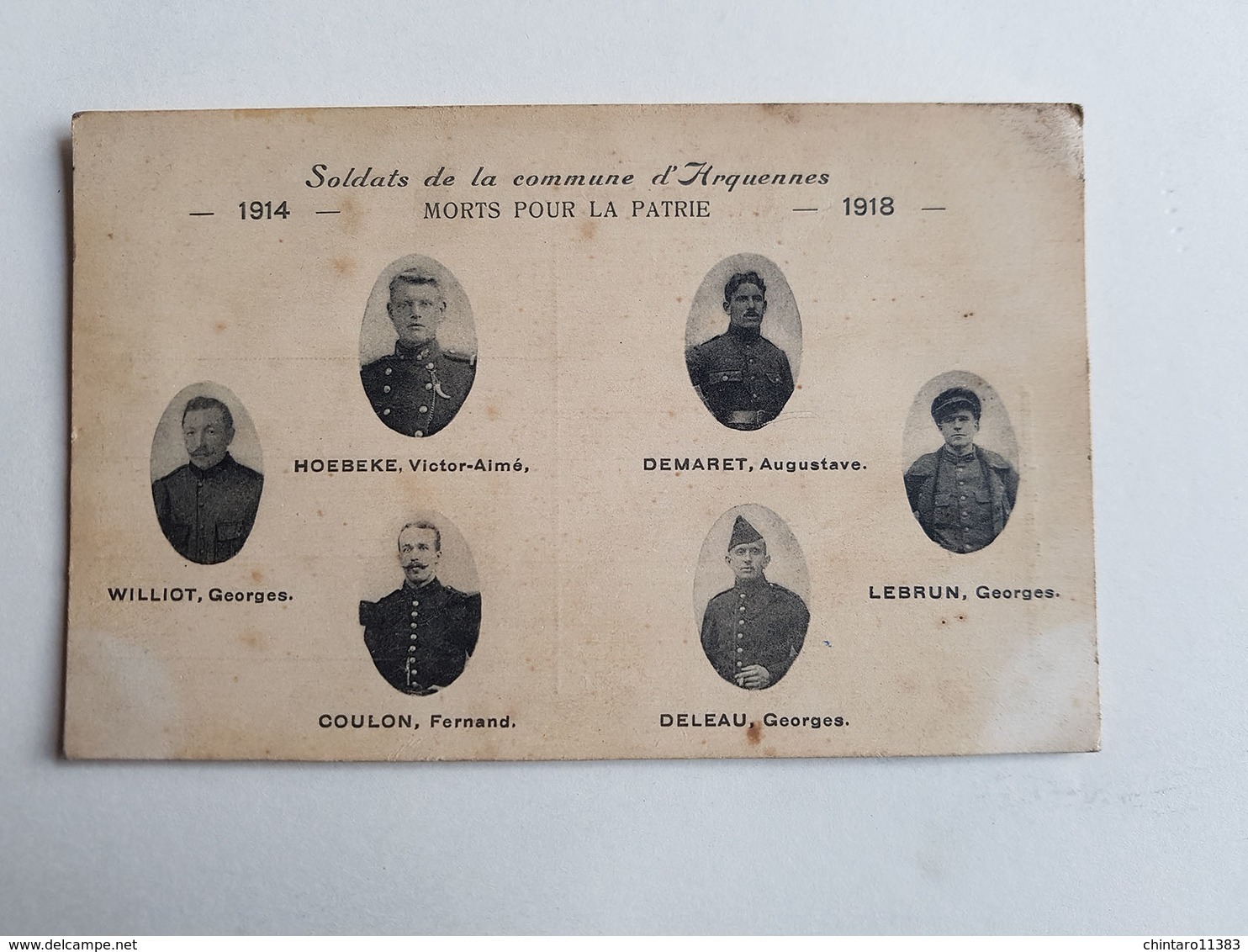 Ancienne CP/photo "Soldats De La Commune D'Arquennes Morts Pour La Patrie 1914-1918" - Belgique - Militaires/Armée - Seneffe