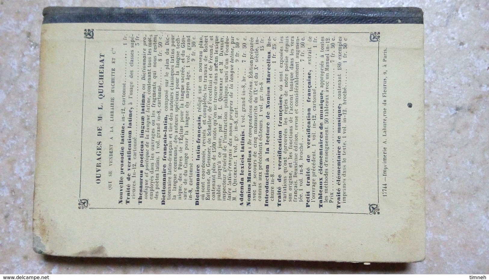 CHRESTOMATHIE ou PREMIERS EXERCICES DE TRADUCTION GRECQUE 75 pages LEXIQUE 80 pages QUICHERAT HACHETTE 12e édition 1889