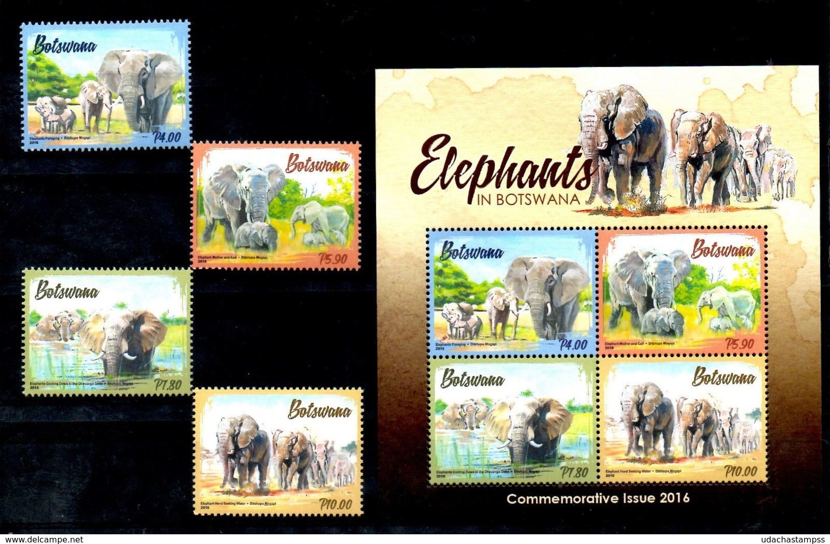 Botswana 2016 Fauna Elephants Set+s/s MNH - Olifanten