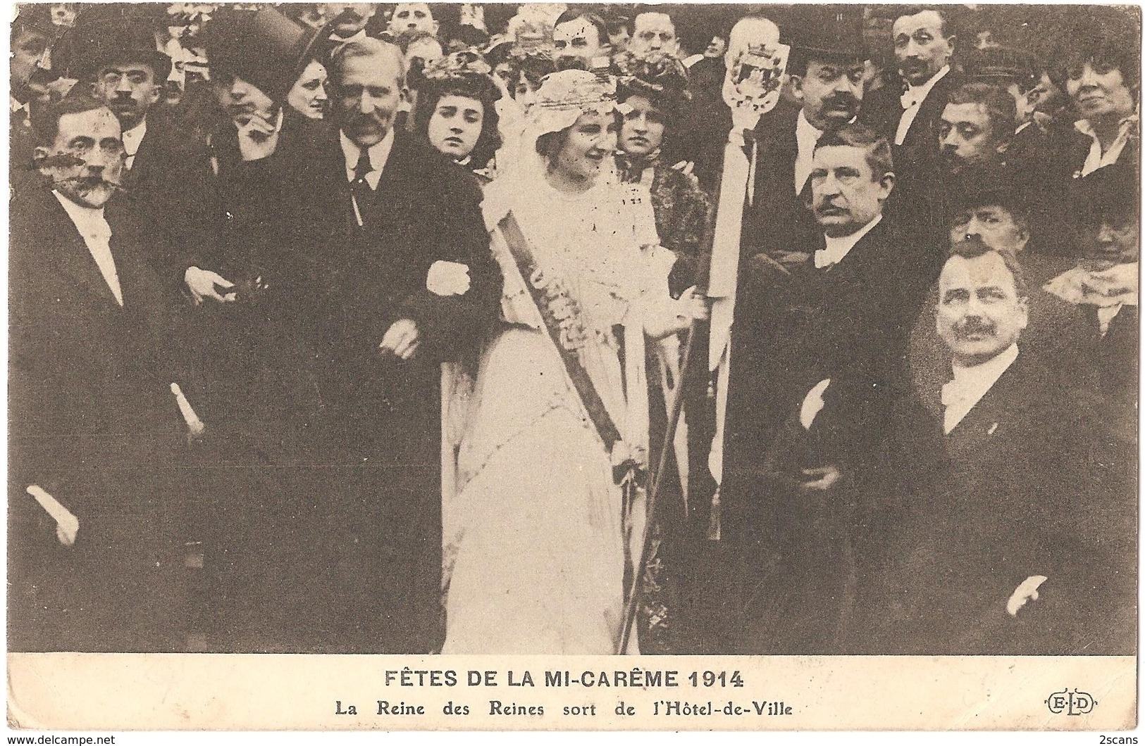 Dépt 75 - PARIS - FÊTES DE LA MI-CARÊME 1914 - La Reine Des Reines Sort De L'Hôtel-de-Ville - ELD - Arrondissement: 01