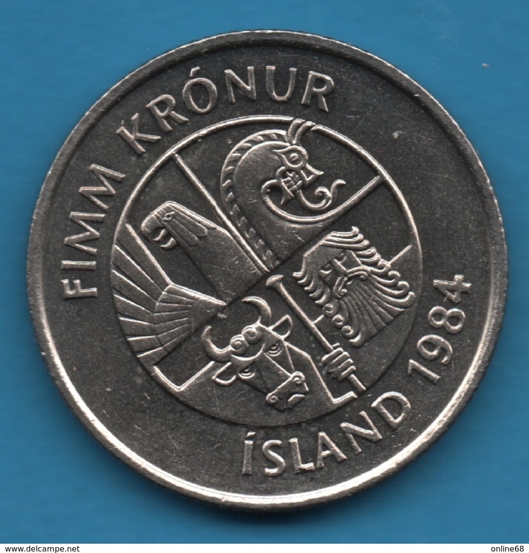 ICELAND 5 KRONUR 1984   KM# 28   ( Delphinus Delphis ) - Islandia