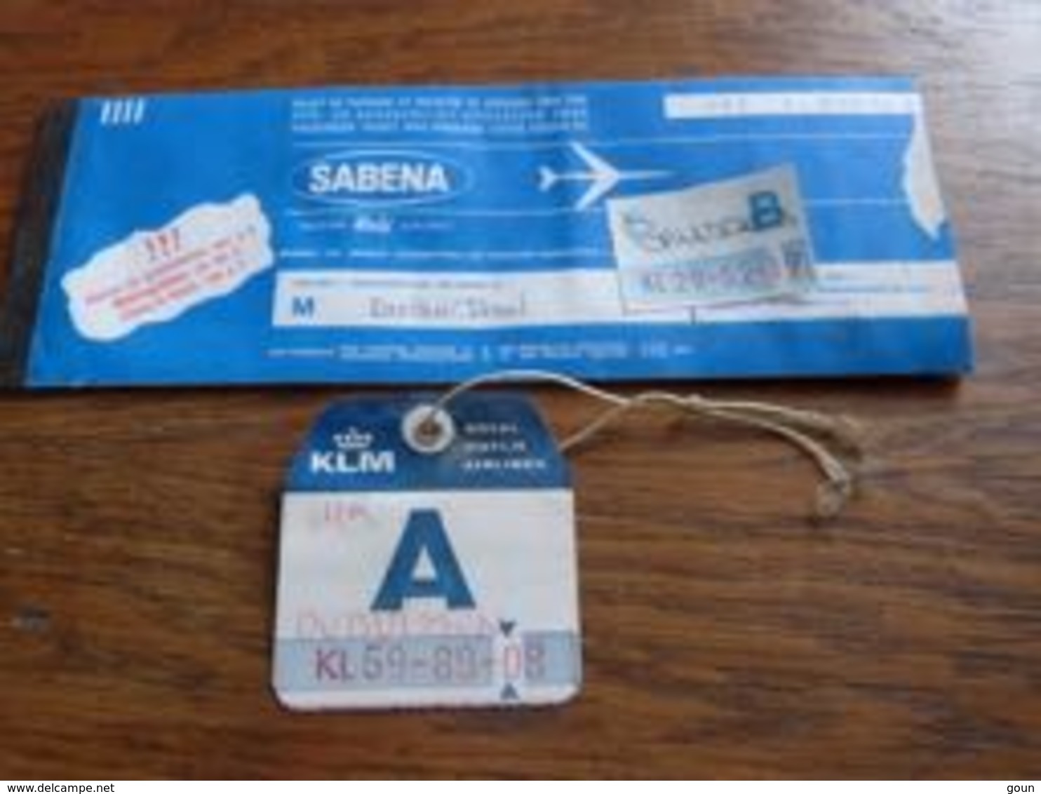 Billet Aviation Sabena Amsterdam Brussels 1972 + Ticket Bagage KLM - Europe