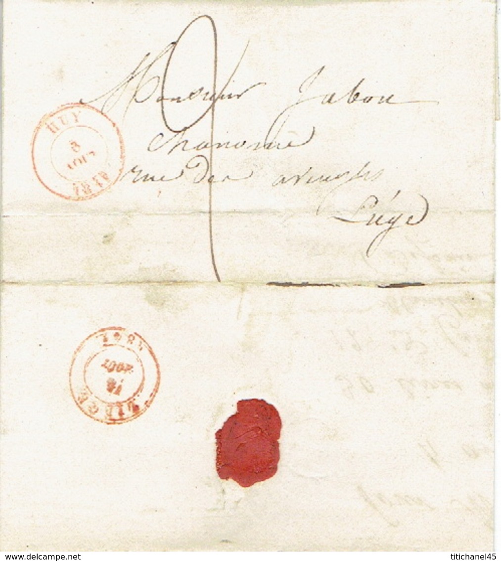 LAC 4/08/1847 De HUY Vers LIEGE H. DESSAIN Imprimeur-éditeur à LIEGE - Port 2 Décimes - Signé Melle HANSOTTE - 1830-1849 (Belgique Indépendante)