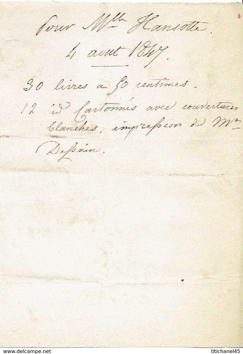 LAC 4/08/1847 De HUY Vers LIEGE H. DESSAIN Imprimeur-éditeur à LIEGE - Port 2 Décimes - Signé Melle HANSOTTE - 1830-1849 (Belgique Indépendante)