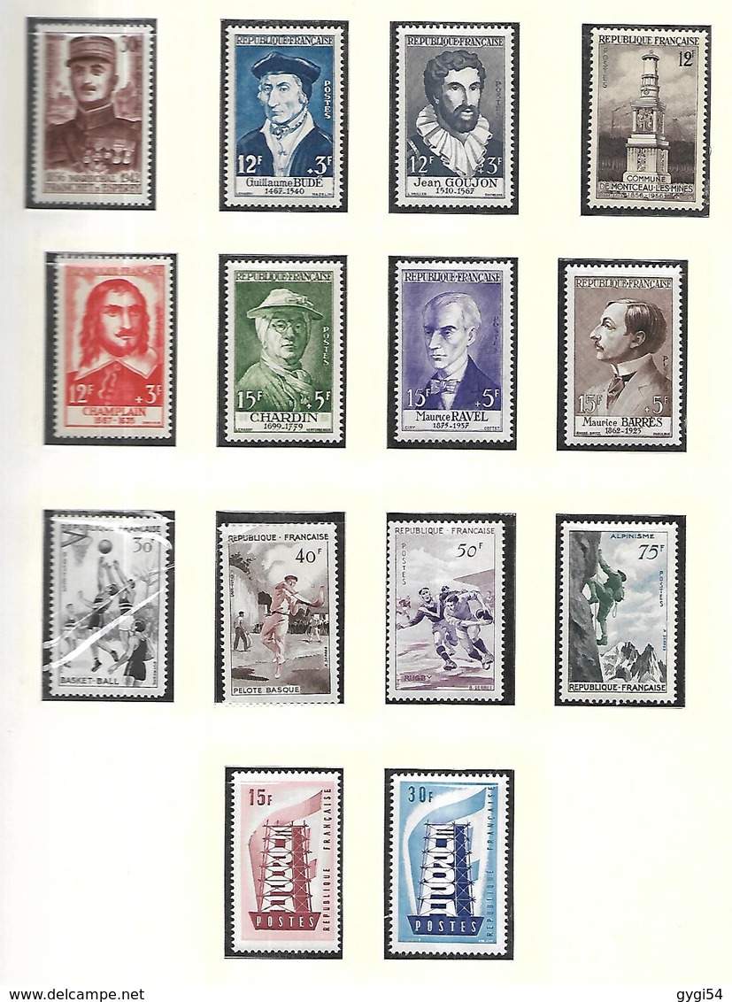 France   1956 à 1961 Timbres Poste  Années Complètes    Cat Yt  N° 1050 à  1324    N** MNH Cote 580 - Collections (sans Albums)
