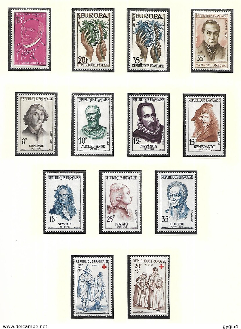 France   1956 à 1961 Timbres Poste  Années Complètes    Cat Yt  N° 1050 à  1324    N** MNH Cote 580 - Collections (sans Albums)