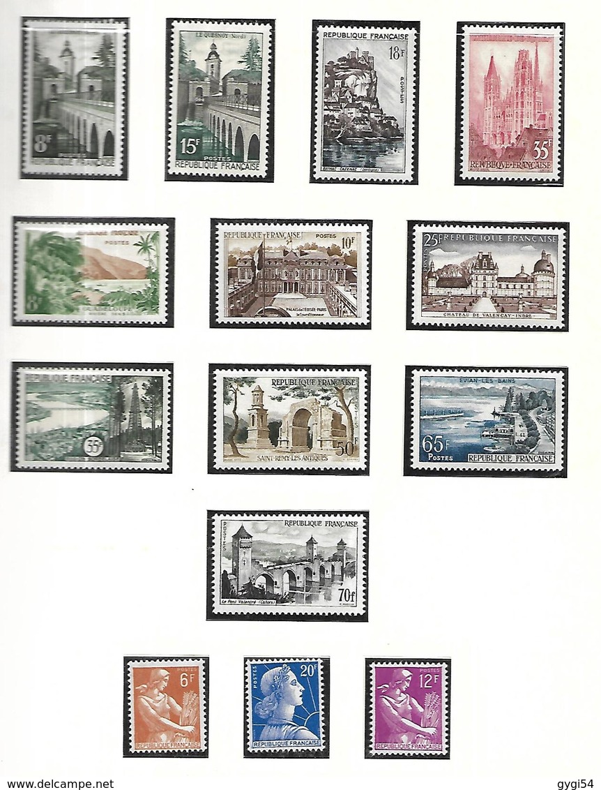 France   1956 à 1961 Timbres Poste  Années Complètes    cat yt  n° 1050 à  1324    n** MNH cote 580