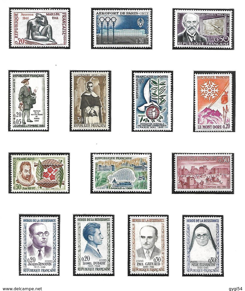 France   1956 à 1961 Timbres Poste  Années Complètes    cat yt  n° 1050 à  1324    n** MNH cote 580