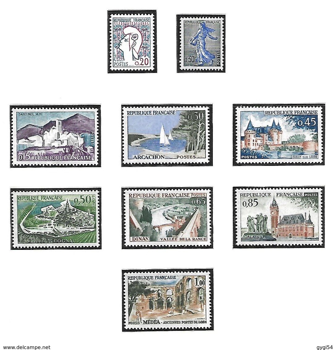 France   1956 à 1961 Timbres Poste  Années Complètes    cat yt  n° 1050 à  1324    n** MNH cote 580