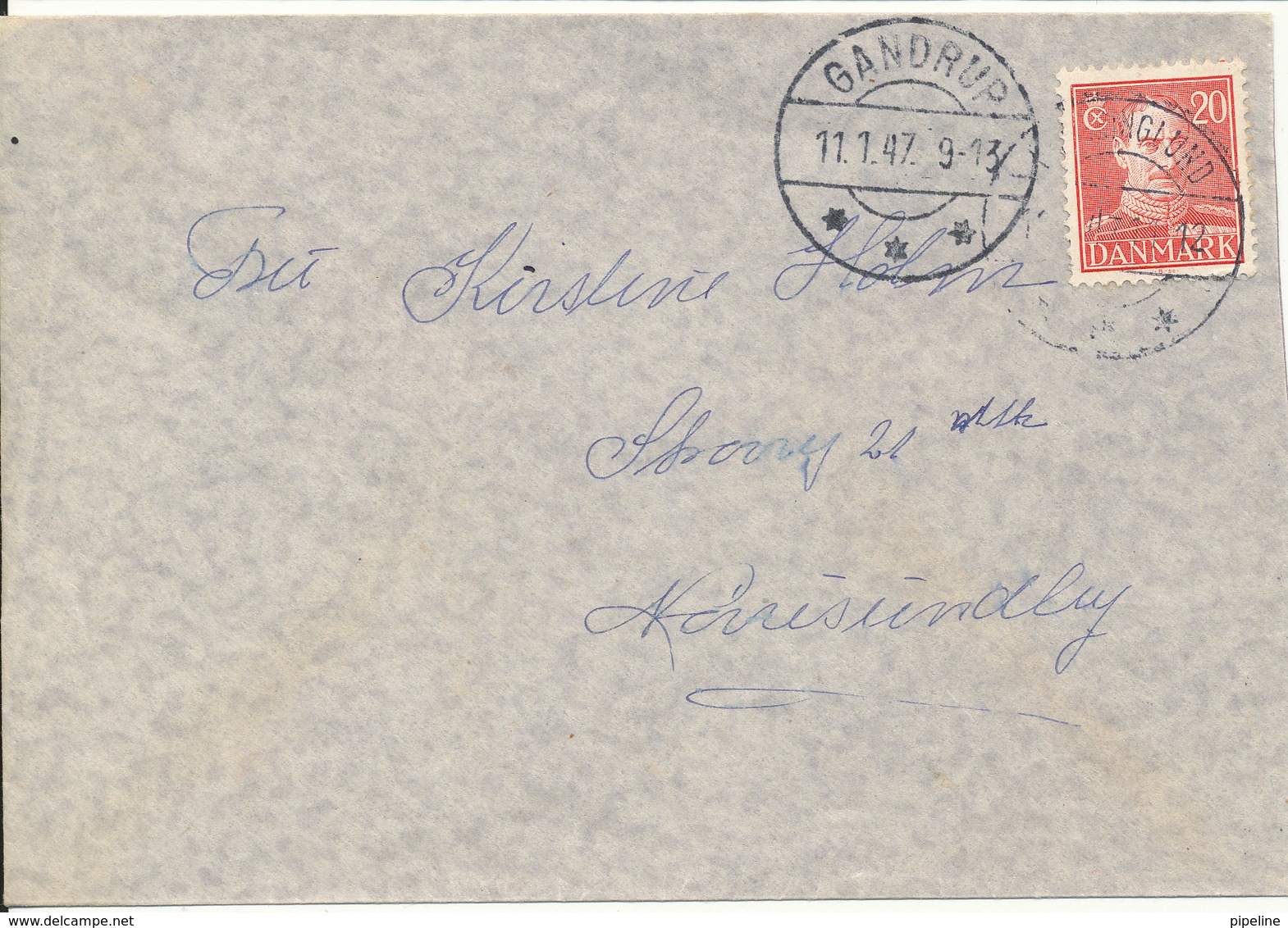 Denmark Cover Dronninglund 10-1-1947 Gandrup 11-1-1947 Single Franked - Covers & Documents