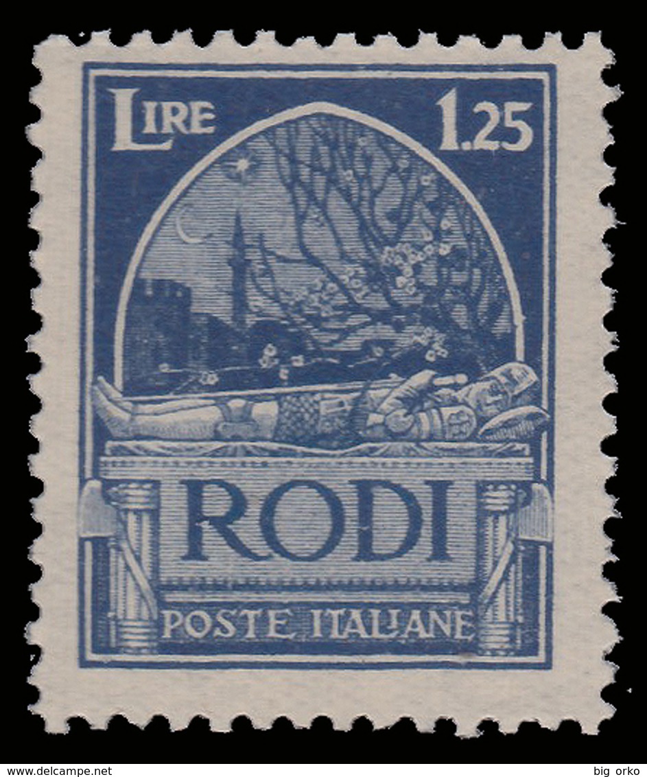 ITALIA - Isole Egeo: EMISSIONI GENERALI - Serie "Pittorica" - Lire 1,25 Azzurro (dent. 11) - 1929 - Levante