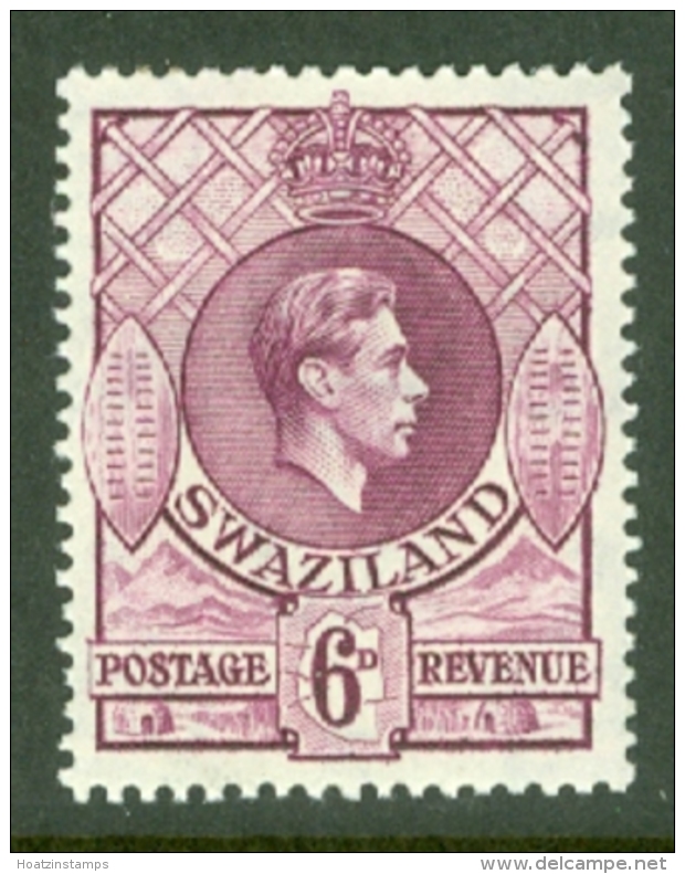 Swaziland: 1938/54   KGVI     SG34a   6d   Deep Magenta [Perf: 13&frac12; X 14]     MH - Swaziland (...-1967)