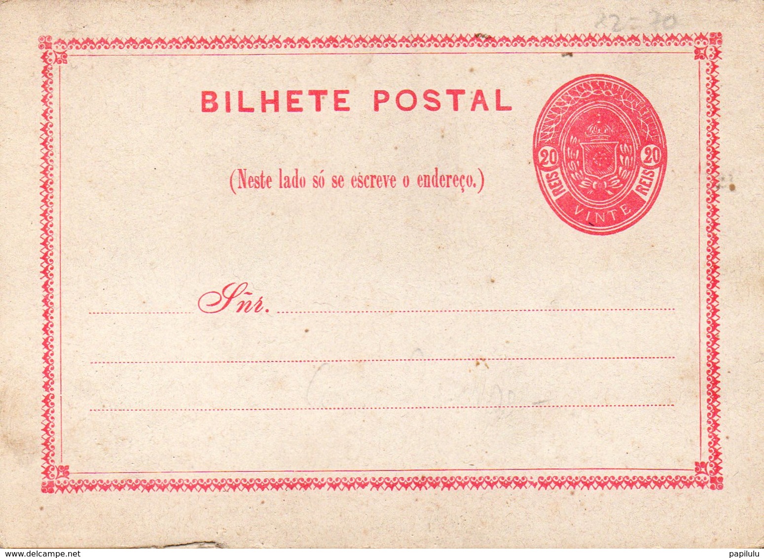 BRÉSIL (19) : Carte Réponse Entier Postal 20 Reis - Prephilately