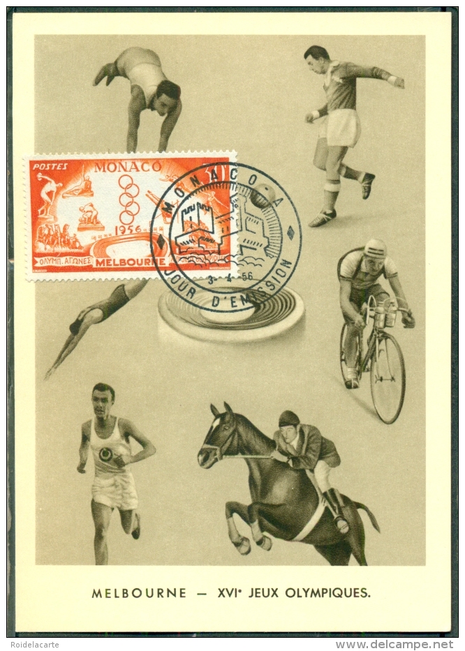 CM-Carte Maximum Card # 1956-Monaco # Sport # J.O. D&acute;Été # Sommer Olympiade, Summer Olympic  Games  Melbourne - Maximum Cards