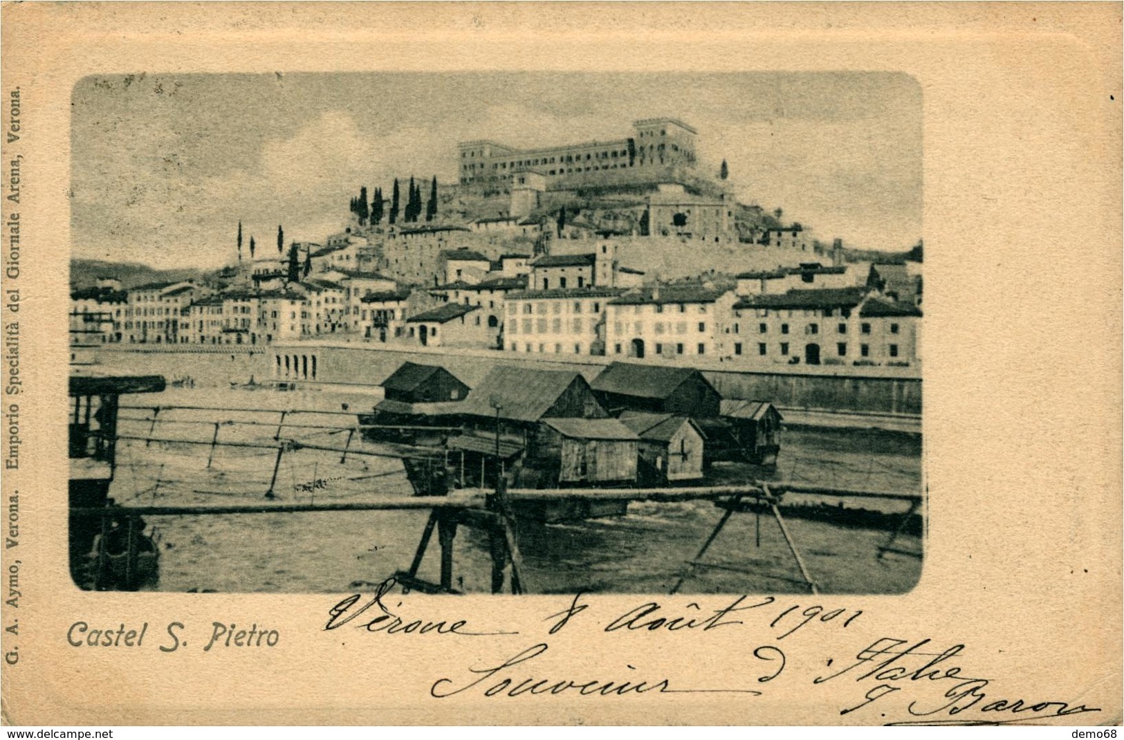 Italie Italia Veneto Verona Vérone Château St Pietro  Superbe Carte-photo  De 1901 - Verona