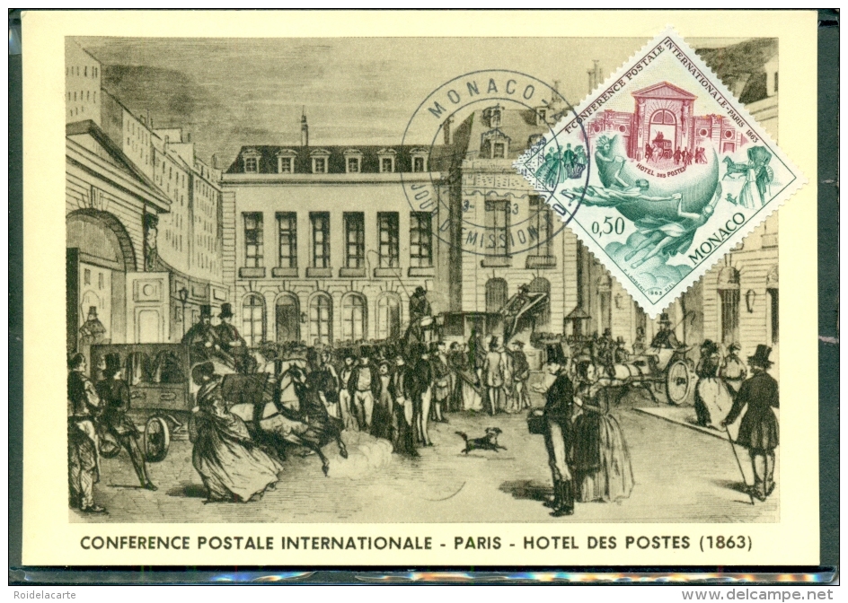 CM-Carte Maximum Card # 1963-Monaco #  Conférence Postale Internationale -Paris -Hotel Des Postes 1863 - Maximumkaarten