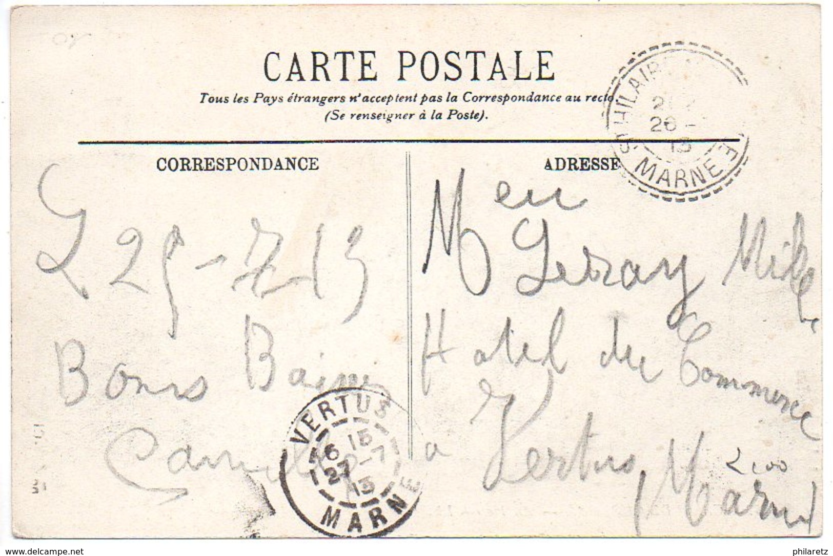 Flamme CHAMBON De Châlons Sur Marne Gare En Transit Sur Carte De 1913 - Mechanical Postmarks (Advertisement)