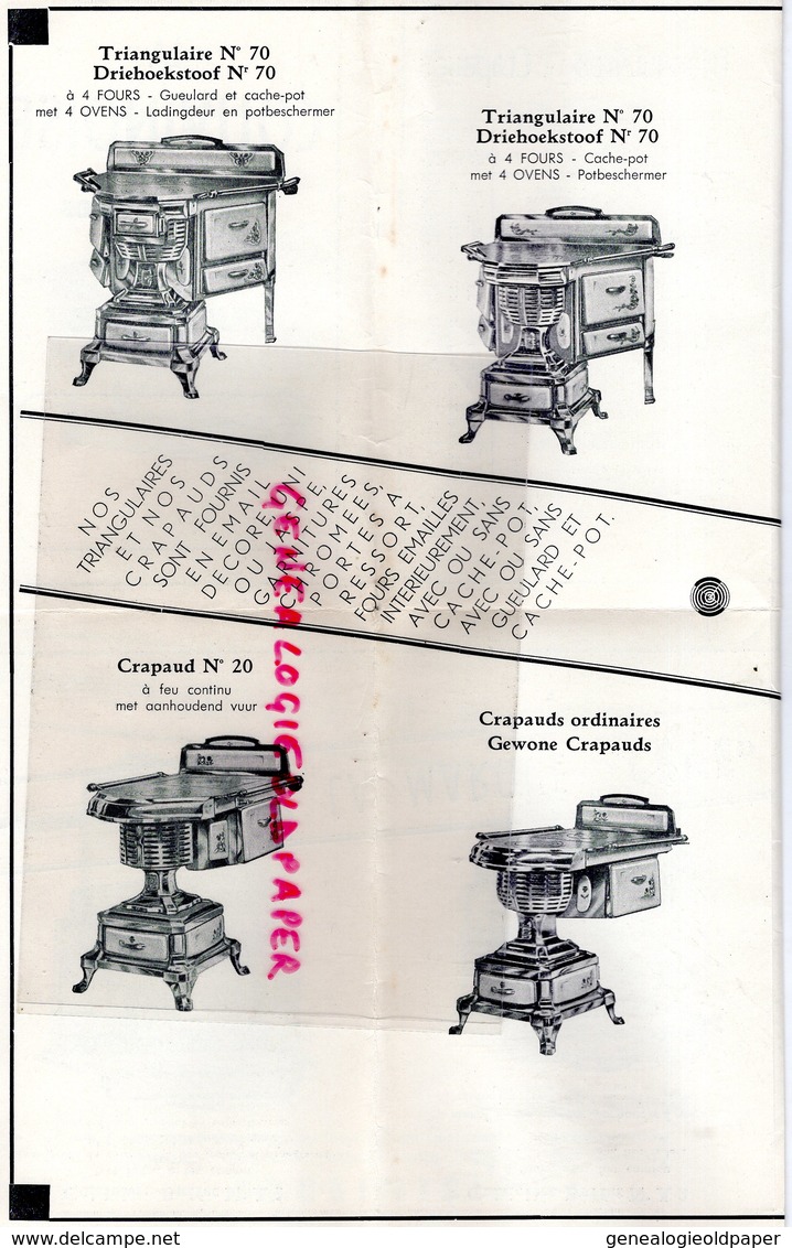 BELGIQUE- COUVIN- RARE DEPLIANT PUBLICITE CUISINIERE LA COUVINOISE- CRAPAUDS -FONDERIE EMAILLERIE-EMAIL- - Petits Métiers