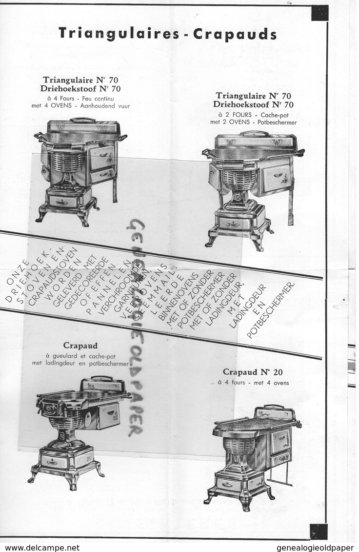 BELGIQUE- COUVIN- RARE DEPLIANT PUBLICITE CUISINIERE LA COUVINOISE- CRAPAUDS -FONDERIE EMAILLERIE-EMAIL- - Artigianato