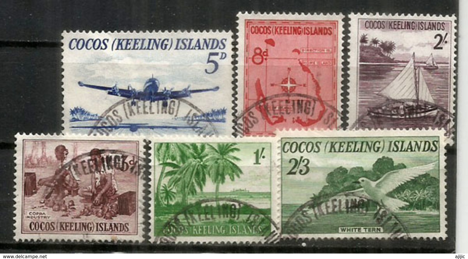 Premiers Timbres Des îles COCOS, Année 1963, Oblitérés 1 ère Qualité. Côte 30,00 Euro - Cocos (Keeling) Islands