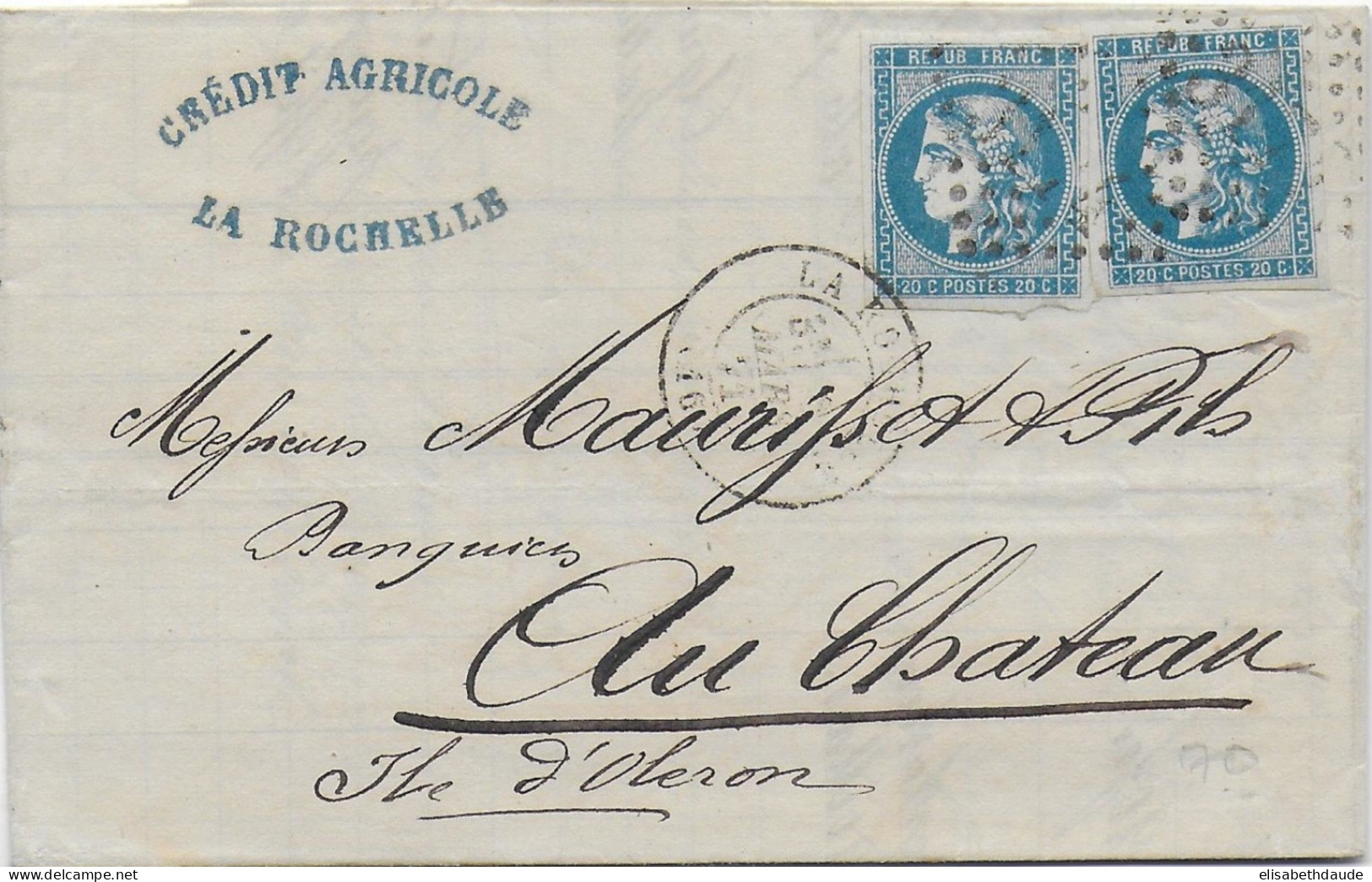 1871 - TYPE BORDEAUX - LETTRE 2° ECHELON De LA ROCHELLE (CHARENTE INFERIEURE) - 1870 Bordeaux Printing