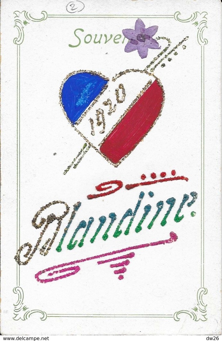 Prénom - Souvenir 1920 Blandine Avec Coeur Tricolore Et Ajoutis Brillants Et Fleur - Vornamen