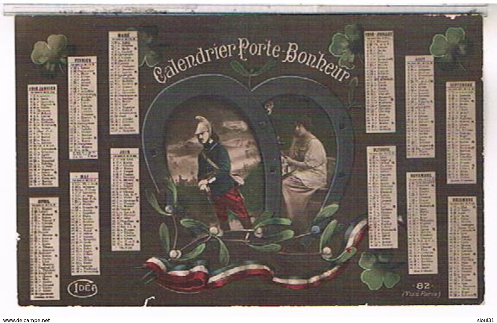 CARTE POSTALE CALENDRIER 1916 - Petit Format : 1901-20