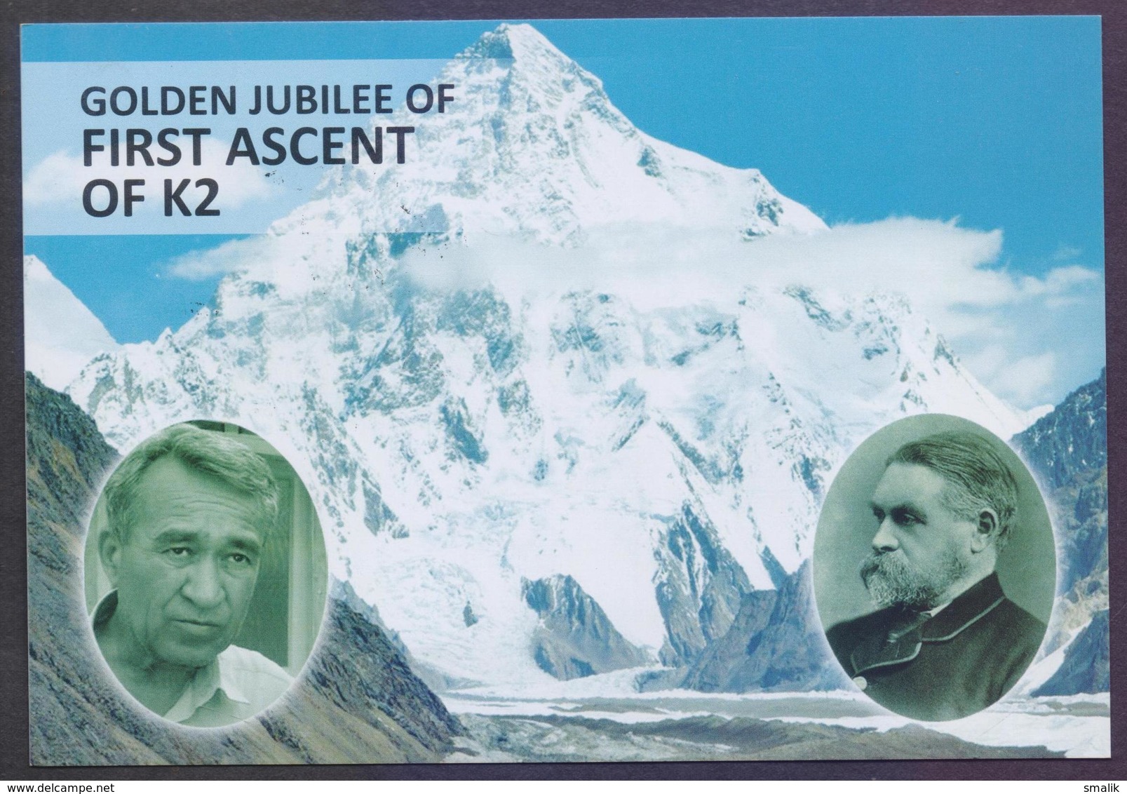 PAKISTAN 2004 - Golden Jubilee Of First Ascent Of K2 Mountains, K-2 Souvenir Sheet On Back Side Of MAXIMUM CARD - Pakistan