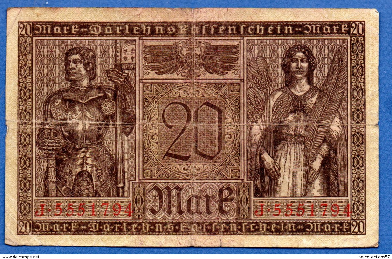 Allemagne  - 20 Mark      20/2/01918   - Pick # 57 -  état  TB- - 20 Mark